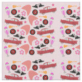Fun Fifties roze patroon Stof (Close Up)