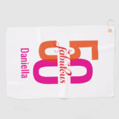 Fun Fifty & Fabulous 50th Birthday Golfhanddoek (Horizontaal)