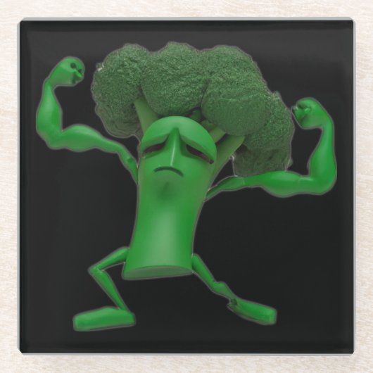 Fun Fighting Broccoli Glass Onderzetter -  (Voorkant)