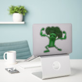 Fun Fighting Broccoli Sticker -  eigenzinnigheid (Laptop op bureau)