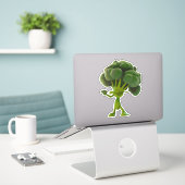 Fun Fighting Broccoli Sticker -  eigenzinnigheid (Laptop op bureau)