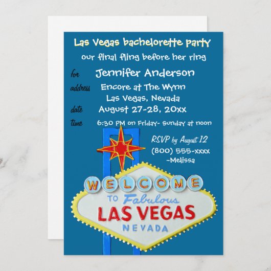 Fun Final Fling in Las Vegas voor haar Kaart (Voorkant / Achterkant)