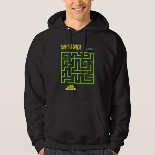 Fun Find the Cheese Mouse Maze Puzzle Shirten Hoodie (Voorkant)