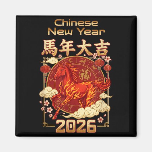 Fun Fire Horse 2026 Lunar New Year Energy Adventur Magneet (Voorkant)