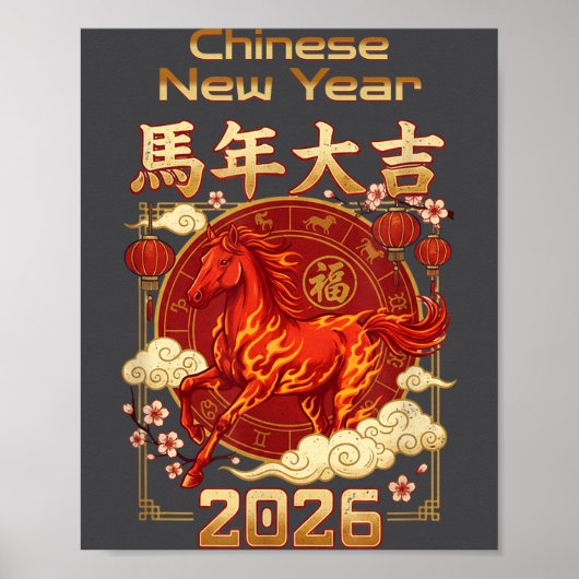 Fun Fire Horse 2026 Lunar New Year Energy Adventur Poster (Voorkant)