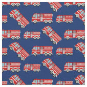 Fun Fire Trucks Navy Blue Stof (Close Up)