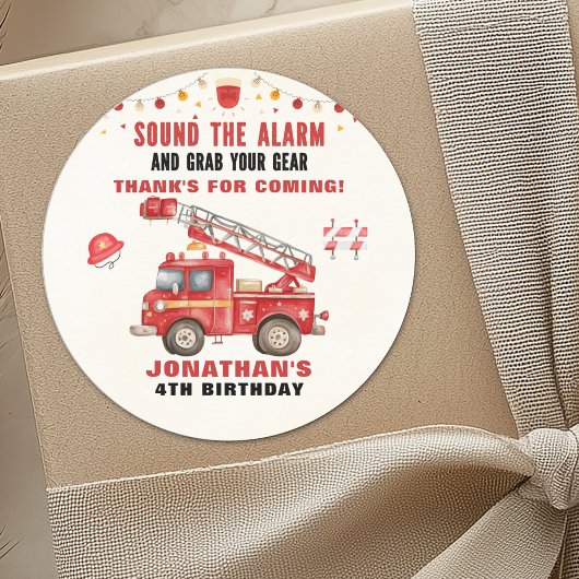 Fun Firefighter Birthday Boy Party Ronde Sticker