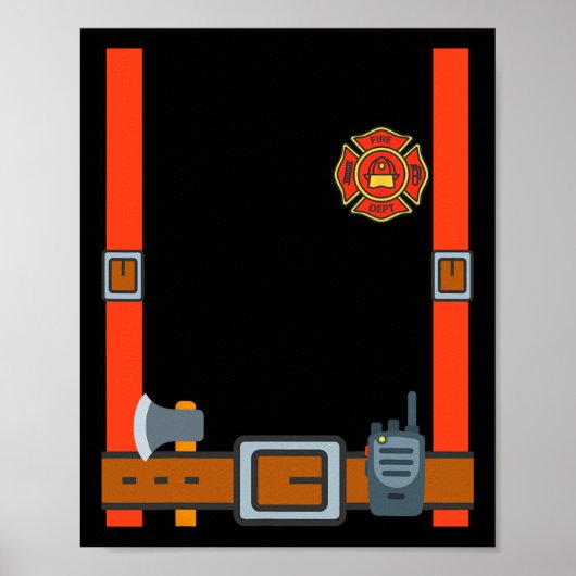 Fun Fireman Halloween - Firefighter Cosplay Costum Poster (Voorkant)