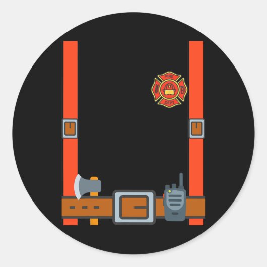 Fun Fireman Halloween - Firefighter Cosplay Costum Ronde Sticker (Voorkant)