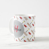 Fun Fireman-patroonmonogram toevoegen naam mok (Voorkant links)