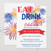 Fun Fireworks BBQ Invitation Kaart (Voorkant / Achterkant)