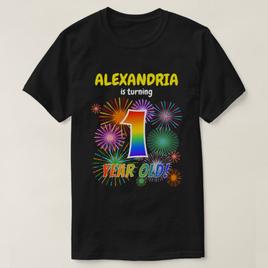 Fun Fireworks, Rainbow Kijk "1", 1e verjaardag T-shirt (Design voorkant)
