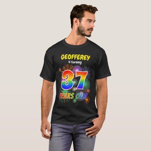 Fun Fireworks, Rainbow Kijk "37", 37e verjaardag T-shirt (Voorkant volledig)