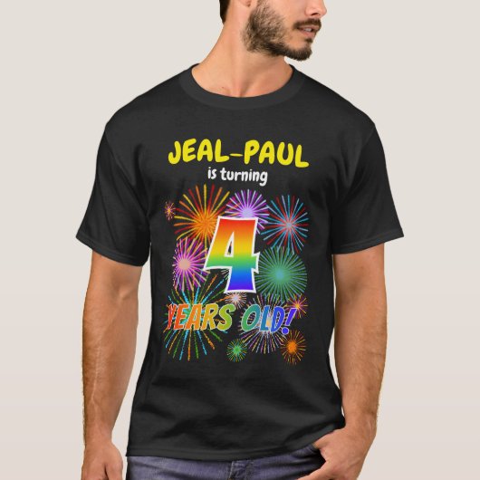 Fun Fireworks, Rainbow Kijk "4", 4e verjaardag T-shirt (Voorkant)