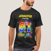 Fun Fireworks, Rainbow Kijk "91", 91e verjaardag T-shirt (Voorkant)