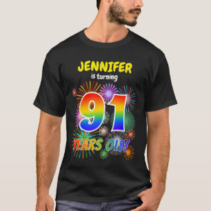 Fun Fireworks, Rainbow Kijk "91", 91e verjaardag T-shirt