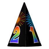 Fun Fireworks + Rainbow Pattern "12" Birthday # Feesthoedjes (Achterkant)