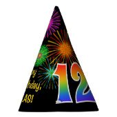 Fun Fireworks + Rainbow Pattern "12" Birthday # Feesthoedjes (Rechts)