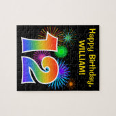 Fun Fireworks + Rainbow Pattern "12" Birthday # Legpuzzel (Horizontaal)