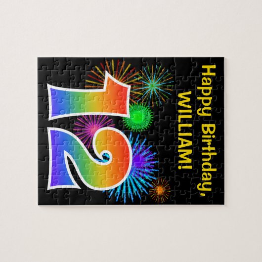 Fun Fireworks + Rainbow Pattern "12" Birthday # Legpuzzel (Horizontaal)
