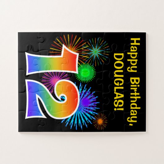 Fun Fireworks + Rainbow Pattern "12" Birthday # Legpuzzel (Horizontaal)
