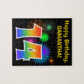 Fun Fireworks + Rainbow Pattern "14" Birthday # Legpuzzel (Horizontaal)