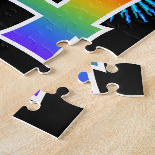 Fun Fireworks + Rainbow Pattern "14" Birthday # Legpuzzel (Zijkant)