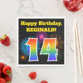 Fun Fireworks + Rainbow Pattern "14" Birthday # Servet (Insitu)