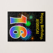 Fun Fireworks + Rainbow Pattern "16" Birthday # Legpuzzel (Horizontaal)
