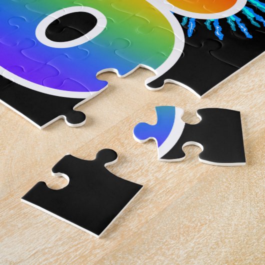 Fun Fireworks + Rainbow Pattern "16" Birthday # Legpuzzel (Zijkant)