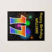 Fun Fireworks + Rainbow Pattern "17" Birthday # Legpuzzel (Horizontaal)