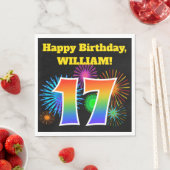 Fun Fireworks + Rainbow Pattern "17" Birthday # Servet (Insitu)