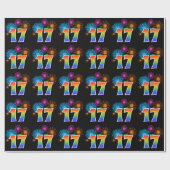 Fun Fireworks + Rainbow Pattern "17" Event Number Cadeaupapier (Vlak)