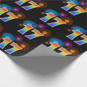 Fun Fireworks + Rainbow Pattern "17" Event Number Cadeaupapier (Hoek)