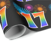 Fun Fireworks + Rainbow Pattern "17" Event Number Cadeaupapier (Rol Hoek)
