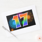 Fun Fireworks + Rainbow Pattern "17" Event Number Rechthoekige Sticker (Envelop)
