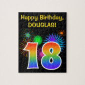 Fun Fireworks + Rainbow Pattern "18" Birthday # Legpuzzel (Verticaal)
