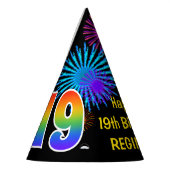 Fun Fireworks + Rainbow Pattern "19" Birthday # Feesthoedjes (Links)