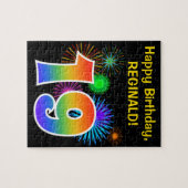 Fun Fireworks + Rainbow Pattern "19" Birthday # Legpuzzel (Horizontaal)