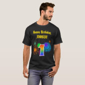 Fun Fireworks + Rainbow Pattern "1" Birthday # T-shirt (Voorkant volledig)