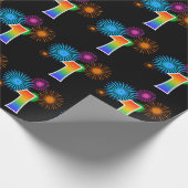 Fun Fireworks + Rainbow Pattern "1" Event Number Cadeaupapier (Hoek)