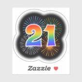 Fun Fireworks + Rainbow Pattern "21" Event # Sticker (Vel)
