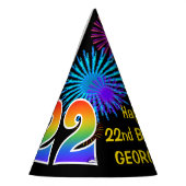 Fun Fireworks + Rainbow Pattern "22" Birthday # Feesthoedjes (Links)