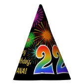 Fun Fireworks + Rainbow Pattern "22" Birthday # Feesthoedjes (Rechts)