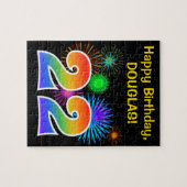 Fun Fireworks + Rainbow Pattern "22" Birthday # Legpuzzel (Horizontaal)