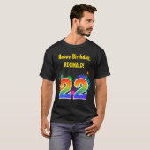Fun Fireworks + Rainbow Pattern "22" Birthday # T-shirt (Voorkant volledig)