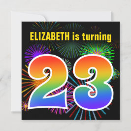 Fun Fireworks + Rainbow Pattern "23" Birthday # Kaart