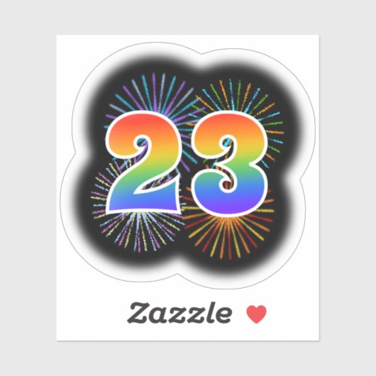 Fun Fireworks + Rainbow Pattern "23" Event # Sticker (Vel)