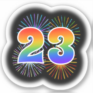 Fun Fireworks + Rainbow Pattern "23" Event # Sticker