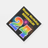 Fun Fireworks + Rainbow Pattern "24" Birthday # Servet (Hoek)